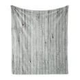 thumbnail image 1 of Grey and White Soft Flannel Fleece Throw Blanket, Vertical Lines Wooden Board Background Vintage Planks Picture Artwork, Cozy Plush for Indoor and Outdoor Use, 70" x 90", Grey, by Ambesonne, 1 of 6
