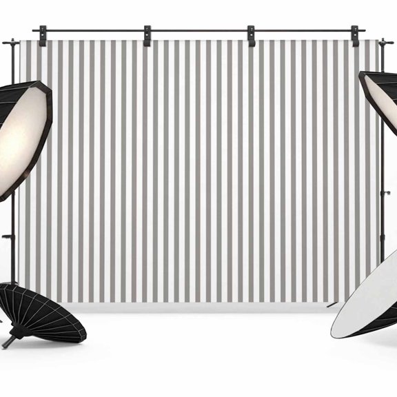 Grey and White Stripe Pattern Backdrop for Photography, Simple Style Photo Backdrop Portrait Background Party Banner Photo Backgrounds for Studio Booth Props, 10x8ft