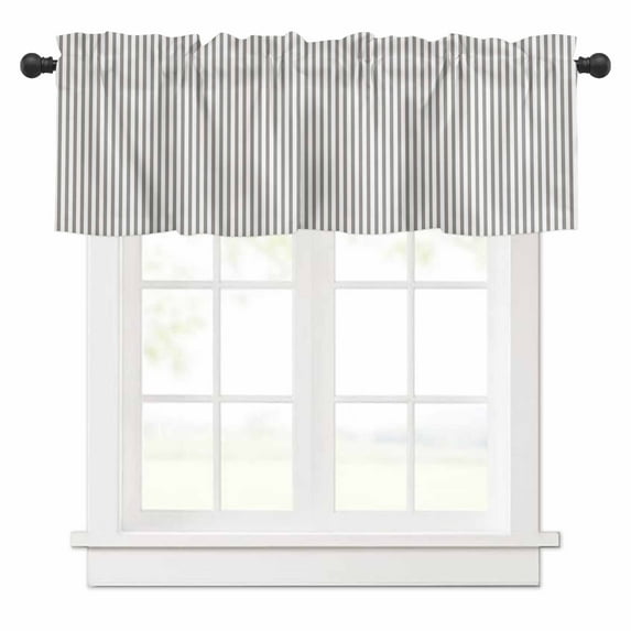 Grey and White Stripe Pattern Valances for Windows Simple Style Rod Pocket Curtain Valance Window Treatment Short Curtains for Kitchen Living Room, 54"x18"