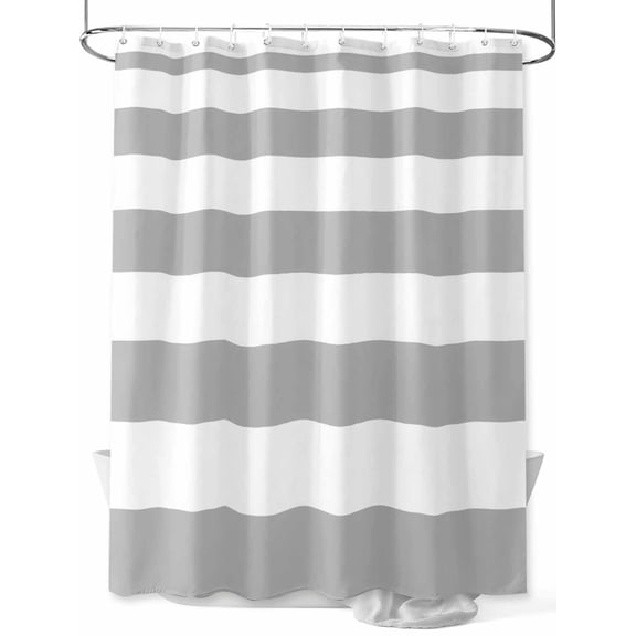 Grey and White Stripe Shower Curtain, Simple Style Irregular Waterproof Shower Curtain Set with 12 Hooks Lightweight Washable Fabric Shower Curtains for Bathroom 72x72 Inches