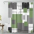 thumbnail image 1 of Grey and White Striped Geometric Shower Curtain Decor, Abstract Mid Century Sage Green Shower Curtains for Bathroom 84X72 inch Polyester Fabric Bathroom Decoration Bath Curtains Hooks Included, 1 of 6