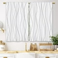 thumbnail image 1 of Grey and White Striped Kitchen Curtains Abstract Modern Small Short Cafe Window Curtains Minimalist Simple Rod Pocket Bathroom Window Drapes Treatment Tier Curtains 2 Panels (27.5x36 Inch), 1 of 6