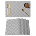thumbnail image 1 of Grey White Stripes Placemats Set of 8, Simple Geometric Modern Monochrome Placemats for Dining Table, Place Mats for Kitchen Tabletop, Waterproof Wipeable Dining Table Mats Set, 1 of 9