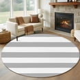 thumbnail image 1 of Grey White Stripes Simple Round Living Room Rugs 5 ft, Geometric Washable Area Rug with Non-Slip Sturdy Edge Binding Round Carpet for Entryway Kitchen Bedroom Bathroom, 1 of 9