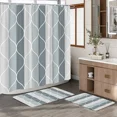 thumbnail image 1 of Grey White Stylish Geometric Lines Shower Curtain And Rug Set Modern Minimalist Style Shower Curtain Bath Mat Bathroom r Set, 1 of 5