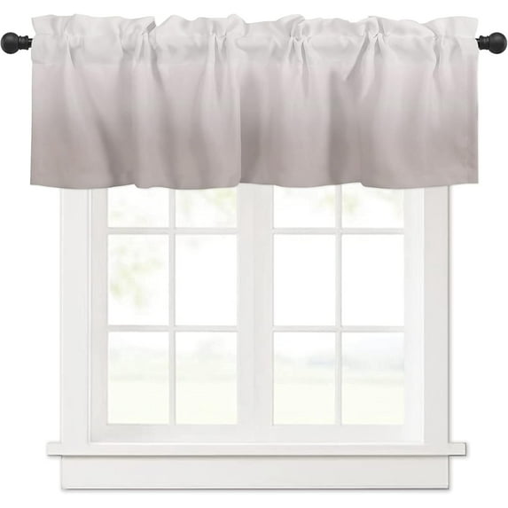 Grey White Valance for Windows Ombre Curtains Valances Modern Gradual Color Curtains Rod Pocket Window Treatment for Kitchen Living Room Bedroom Bathroom Home Decor 1 Panel 54x18 Inch