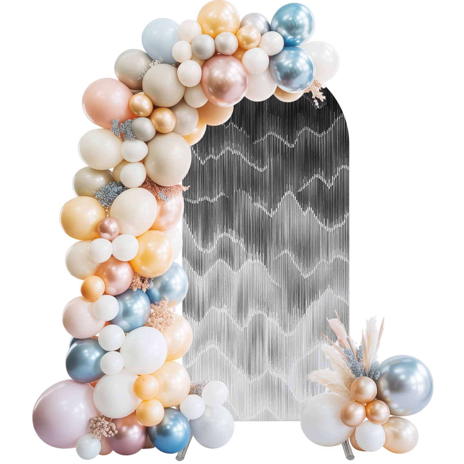 Grey White Waves Arch Backdrop Cover 5 FT Modern Abstract Minimalist ...