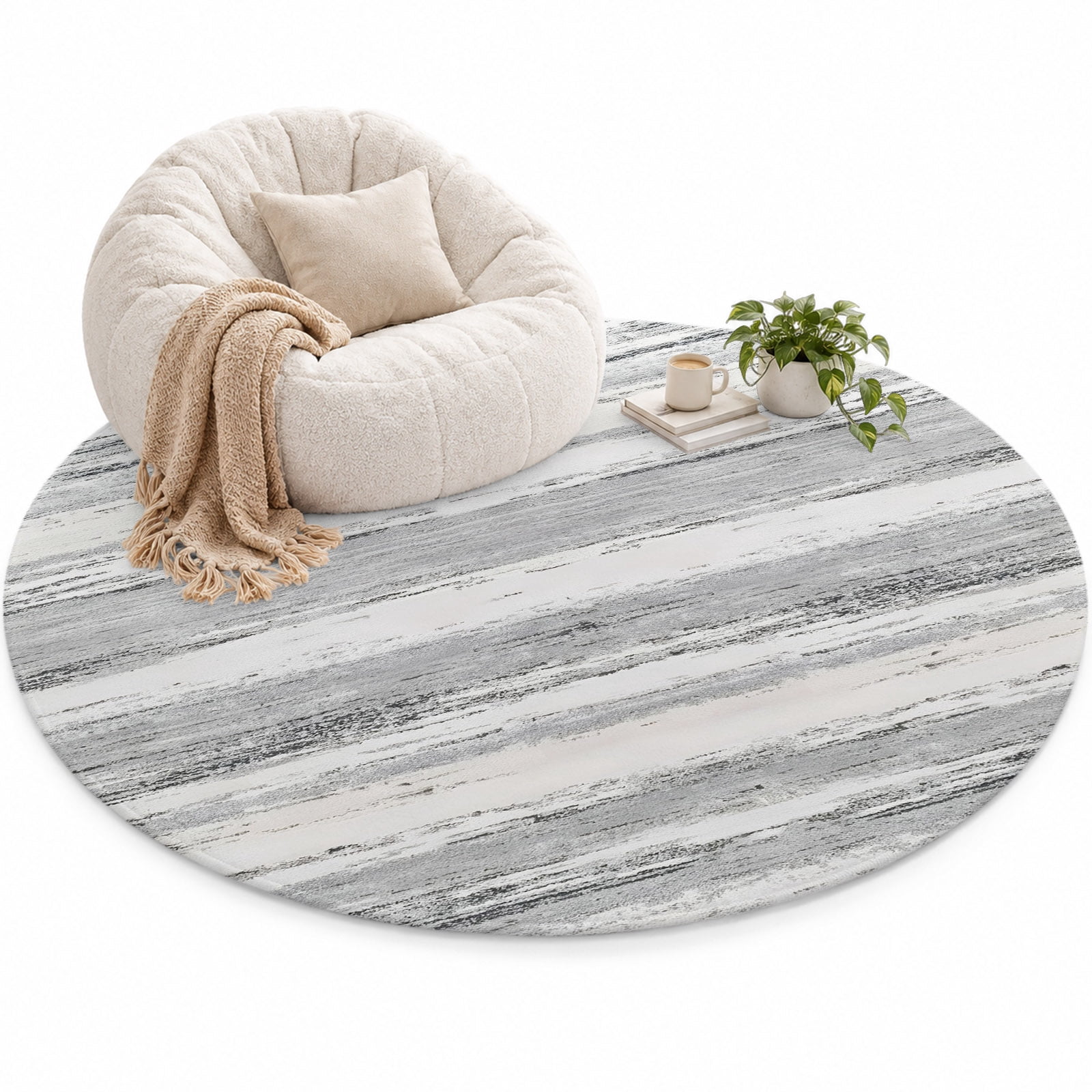 Grey White Wood Grain Area Rug 3', Country Vintage Farmhouse Wood ...