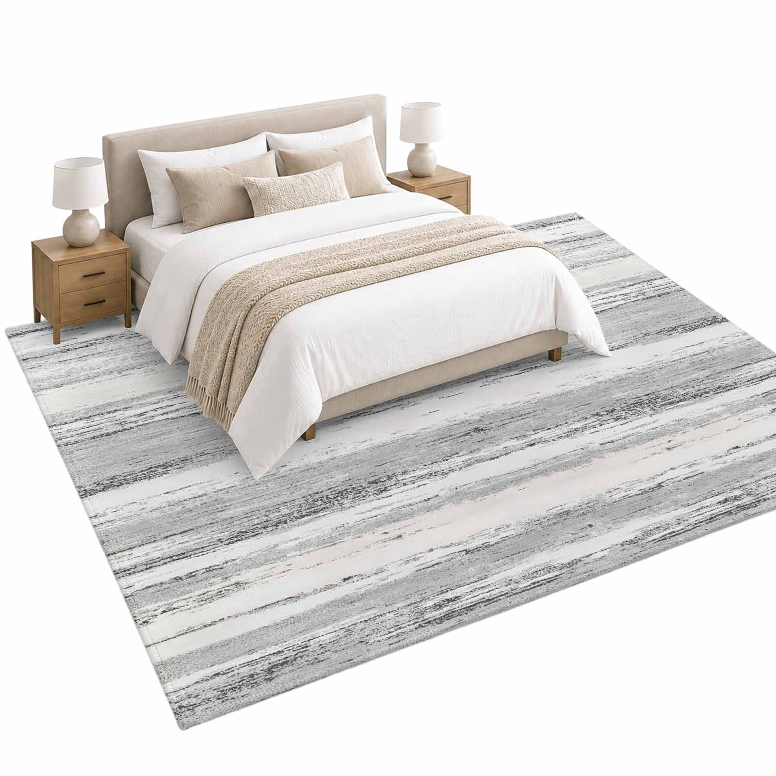 Grey White Wood Grain Area Rug 5'x8', Country Vintage Farmhouse Wood ...