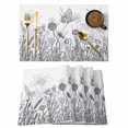 thumbnail image 1 of Grey Wildflowers Placemats Set of 8, Modern Spring Floral Butterfly Plant Placemats for Dining Table, Place Mats for Kitchen Tabletop, Waterproof Wipeable Dining Table Mats Set, 1 of 9