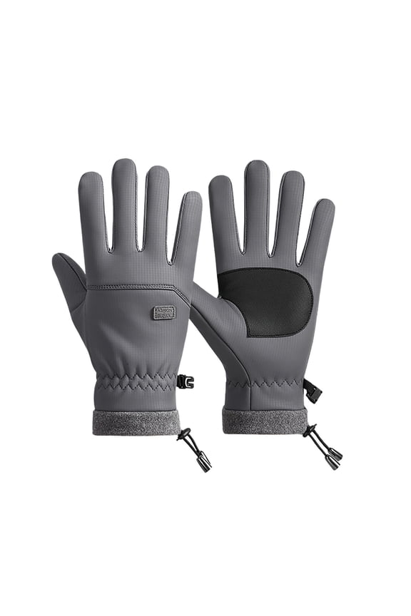 Grey Windproof Fleece Gloves With Non-Slip Palm For Safe Driving And Cycling In Chilly Conditions Made From High-Quality Materials