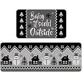 thumbnail image 1 of Grey Winter Baby It''s Cold Outside Kitchen Rugs Set of 2, Gray Knitted Abstract Snowman House Kitchen Mats Decor, Christmas Farmhouse Floor Door Mat Home Decorations - 17x30 and 17x47 Inch, 1 of 6