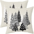 thumbnail image 1 of Grey Winter Christmas Tree Pillow Covers 16x16 Set of 2 Black Gray Xmas Decorative Throw Pillows Outdoor Farmhouse Seasonal Holiday Decoration Pillowcases Cushion Case Decor for Home Sofa Couch Bed, 1 of 6