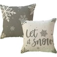 thumbnail image 1 of Grey Winter Holiday Decor Throw Pillow Cover 20x20 Set of 2 Farmhouse Christmas Decorations Snowflake/Let It Snow Winter Decorative Cushion Covers for Sofa/Couch/Porch, 1 of 6