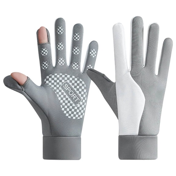 Grey Winter Touchscreen Windproof Gloves With Anti-Slip Grip And Warm Design For Cold Weather