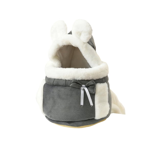 Grey Winter Warm Cat Carrier Backpack For Indoor Felines Thickened Padding Portable Pet Bag With Panoramic View Breathable Outdoor Use