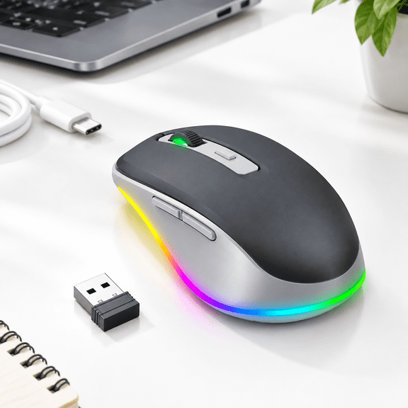 Grey Wireless Mouse with 2-in-1 Mouse and Computer Awake Function