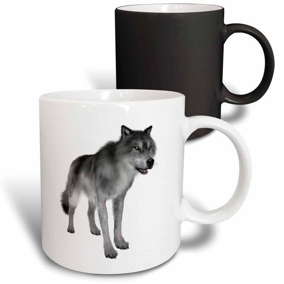 3drose, Grey Wolf, 11oz Magic Transforming Mug