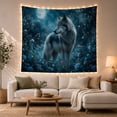 thumbnail image 1 of Grey Wolf Among Moonlit Blue Roses and Daisies, Serene Fantasy for Wildlife Lovers, Floral Forest Art, Housewarming Gift, Tapestry Wall Hanging for Bedroom and Den, 1 of 7