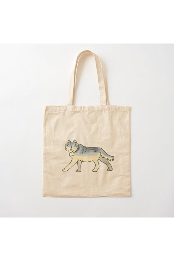Grey Wolf Canvas Canvas Tote Bags, Reusable Shopping Bag