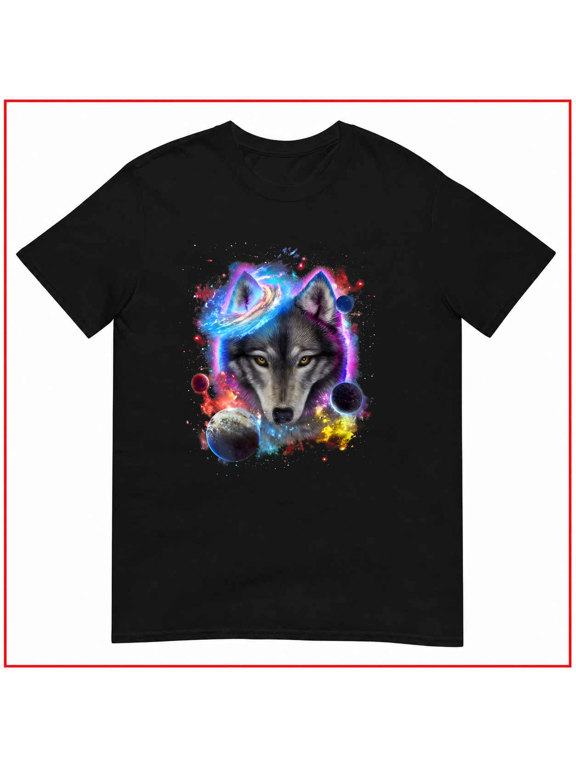 Grey Wolf Face Swirl In Planetary Galaxy Space Cosmos Unisex T-Shirt V12798 Size S-5XL