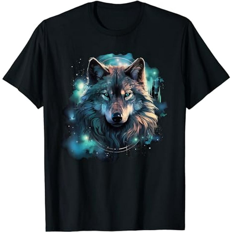 T-Shirt, Grey Wolf Hunting Ground, Icy Moon, Forest, Galaxy T-Shirt, Grey Wolf Hunting Ground, Icy Moon, Forest, Galaxy