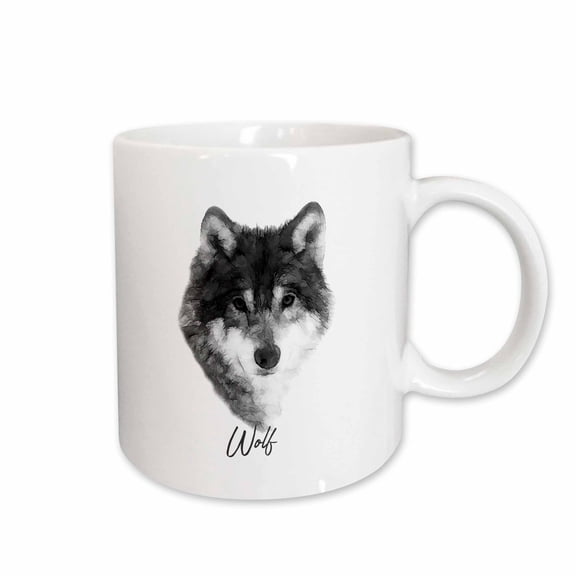 3drose, Grey Wolf Wild Animal Portrait. Elegant Gift for Nature Lovers, 15oz Mug