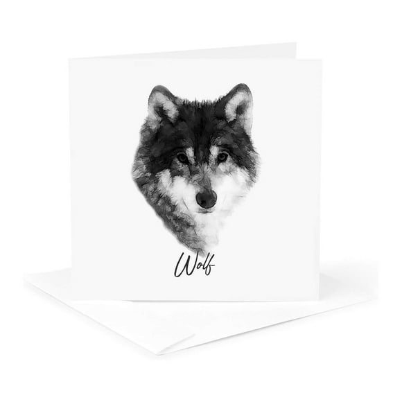 3dRose, Grey Wolf wild animal portrait. Elegant gift for nature lovers, 1 Greeting Card with envelope