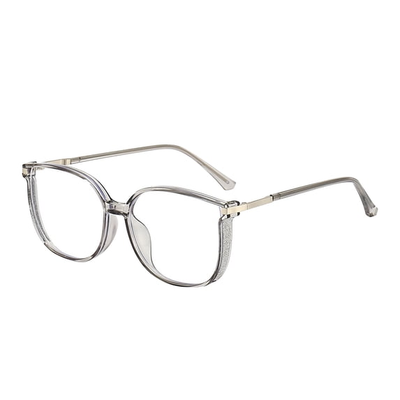 Grey Women'S Transparent Gray Frame Blue Light Blocking Reading Glasses Fashion Oversized Design For Digital Screens