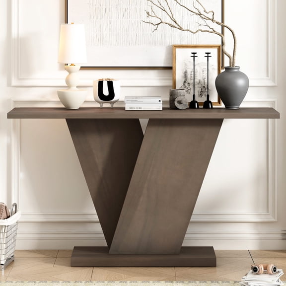 Grey Wood Finish - V-Base for Placement Ease - Personal Display in Home - Quick Installation