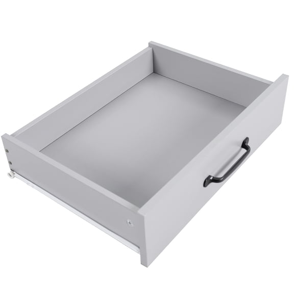 Grey Wood Grain Particleboard - Adjustable Shelving and Drop Leaf - Kitchen Island - Convenient Storage and Mobility