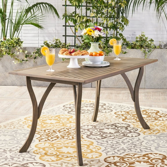 Grey Wood Rectangular Outdoor Table, 30.62in X 57.37in 30.72in, Construction Patio Table With A Sophisticated Look,