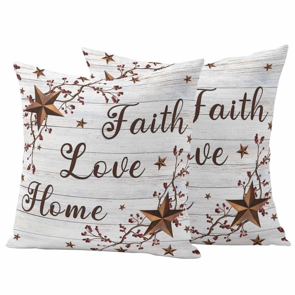 Grey Wooden Grain Outdoor Waterproof Pillow Covers, Brown Country Texas Star Branches Decorative Square Throw Pillowcase Sofa Cushion Sham for Patio/Couch/Chair, 16"x16" 2 Pack