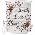 thumbnail image 1 of Grey Wooden Grain Shower Curtain, Waterproof Shower Curtains for Bathroom, Brown Country Texas Star Branches Washable Fabric Bathtub Curtain Set Bath Decor with 12 Hooks Standard 72"x72", 1 of 8
