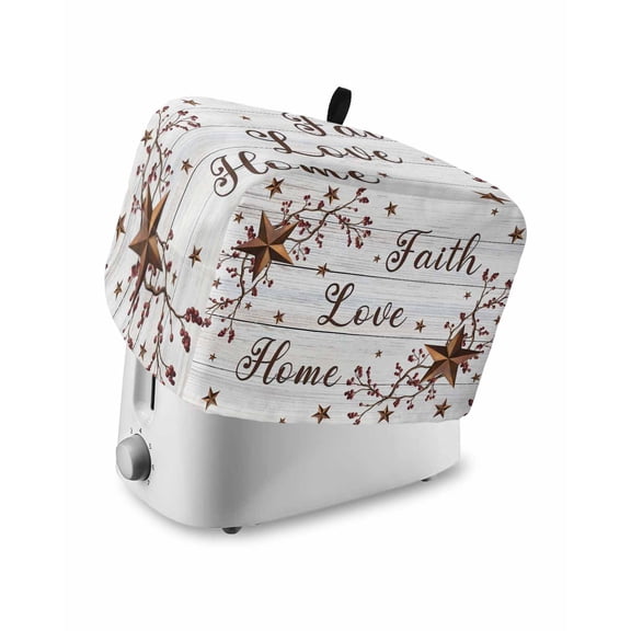 Grey Wooden Grain Small Toaster Cover 2 Slice, Kitchen Appliance Covers, Brown Country Texas Star Branches Toaster Oven Cover with Loop, Bread Machine Cover Polyester Dust Cover Protection