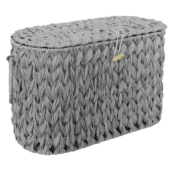 Grey Woven Toilet Paper Storage Container With Lid