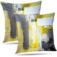 thumbnail image 1 of Grey and Yellow Abstract Art Modern Contemporary Pillow Cover, Artwork Decorative Throw Pillows Cushion Cover for Bedroom Sofa Living Room 16 x 16 Inch Set of 2, 1 of 4