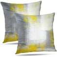 thumbnail image 1 of Grey and Yellow Abstract Art Pillow Cover, Gray Modern Artwork Decorative Throw Pillows Cushion Cover for Bedroom Sofa Living Room 16 x 16 Inch Set of 2, 1 of 4