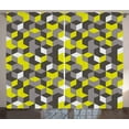 thumbnail image 1 of Ambesonne Mustard Yellow Curtains 2 Panel Set, Modern Box Cubes, 108" x 90", Mustard Yellow, 1 of 3