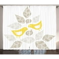 thumbnail image 1 of Ambesonne Abstract Curtains 2 Panel Set, Art Deco Birds Leaves, 108" x 63", Warm Taupe Yellow White, 1 of 3