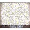 thumbnail image 1 of Ambesonne Grey and Yellow Curtains 2 Panel Set, Tree and Birds, 108" x 84", Grey Yellow and White, 1 of 3