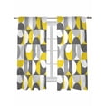 thumbnail image 1 of Grey Yellow, Curtains 72 Inch Length, Sheer Curtains for Bedroom Living Room Window Middle Century Abstract Geomrtry Rod Pocket Voile Drapes Kitchen Curtains Small Half Window 52"x72" 2 Panels, 1 of 7