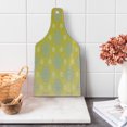 thumbnail image 1 of Grey and Yellow Cutting Board, Retro Vintage Bohemic Image of Flowers Swilrs Art Print, Decorative Tempered Glass Cutting and Serving Board, Wine Bottle Shape, Blue Grey Marigold, by Ambesonne, 1 of 1