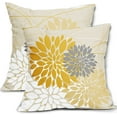 thumbnail image 1 of Grey Yellow Dahlia Pillow Cover 18X18 Inch Geometric Floral Elegant Line Spring Flower Pillow Case Farmhouse Outdoor Decor for Home Bedroom Living Room Linen Square Cushion Covers, Set of 2, 1 of 6