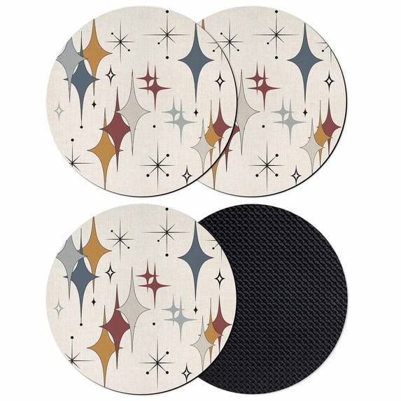 Grey Yellow Diamond Coasters Set of 4, Absorbent Coasters for Drinks, Modern Geometric Middle Century Beige Coaster for Desk Coffee Table Protection, Home Decor House Warming Gifts 4"
