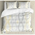 thumbnail image 1 of Grey and Yellow Duvet Cover Set, Sketchy Hand Drawn Abstract Chain Like Design, Decorative 3 Piece Bedding Set with 2 Pillow Shams, Calking Size, Pale Grey and Yellow, by Ambesonne, 1 of 2