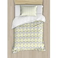 thumbnail image 1 of Grey and Yellow Duvet Cover Set, Tile Inspired Squares Rounds in Triangles Image, Decorative 2 Piece Bedding Set with 1 Pillow Shams, Twin Size, Pale Yellow Pale Grey, by Ambesonne, 1 of 3