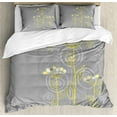 thumbnail image 1 of Grey and Yellow Duvet Cover Set, Under the Sea Inspired Flowers Abstract Swirls Backdrop, Decorative 3 Piece Bedding Set with 2 Pillow Shams, Queen Size, Grey Yellow, by Ambesonne, 1 of 3