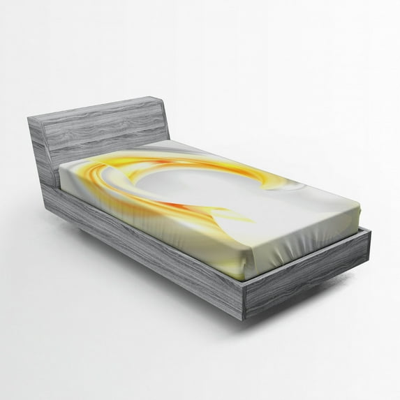 Ambesonne Ombre Fitted Sheet, Futuristic Design, Twin XL Size, Black Marigold and Grey