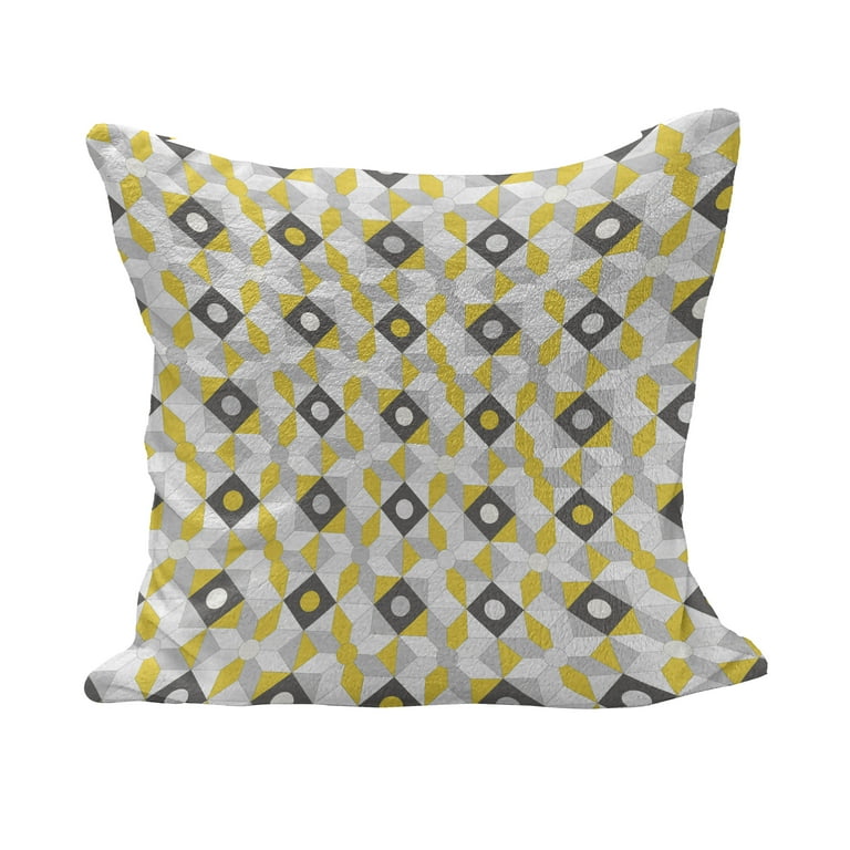 Yellow And White Geometric Squares Decorative Throw Pillow Cover Yellow And White Geometric Squares Decorative Throw Pillow Cover